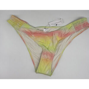 NWT TOPSHOP Swim Bikini Bottoms Women's US Sz 6 Lined Yellow Pink Tye Dyed